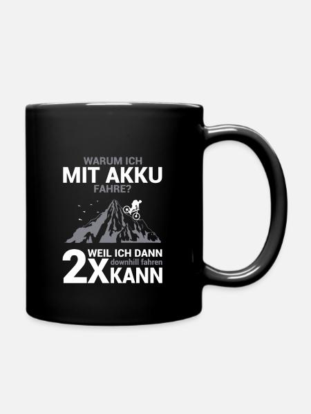 Warum ich mit Akku fahre Fahrrad MTB Radfahrer - Tasse einfarbig - Schwarz