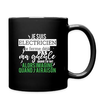 électricien humour - Mug uni - noir - Droite