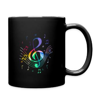 Notenschlüssel Mit Bunten Musiknoten Für Musiker - Tasse einfarbig - Schwarz - Rechts