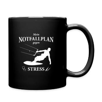 Notfallplan Kitesurfen - Kitesurfer - Kiteboard - Tasse einfarbig - Schwarz - Rechts