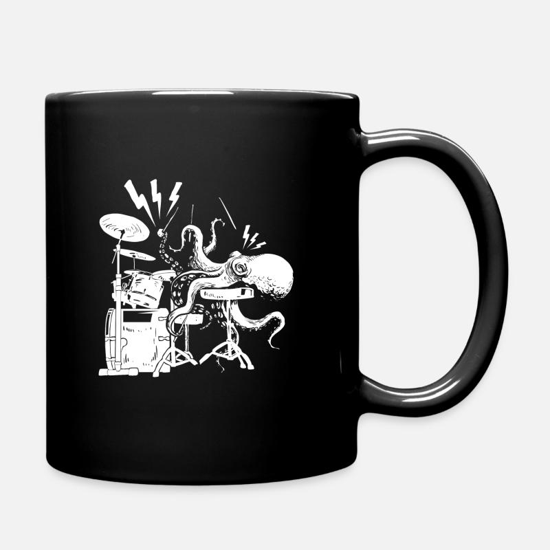 Oktopus am Schlagzeug Geschenk für Schlagzeuger - Tasse einfarbig - Schwarz