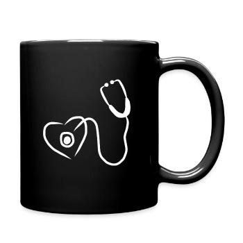 Doktor Herz Krankenpfleger Arzt Arzthelfer Ärztin - Tasse einfarbig - Schwarz - Rechts