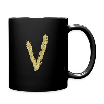Buchstabe V Geschenk Name 2 - Tasse einfarbig - Schwarz - Rechts
