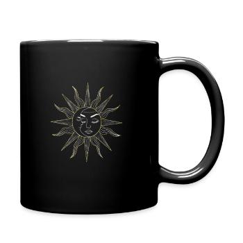 Soleil et lune avec le visage cadeau - Mug uni - noir - Droite