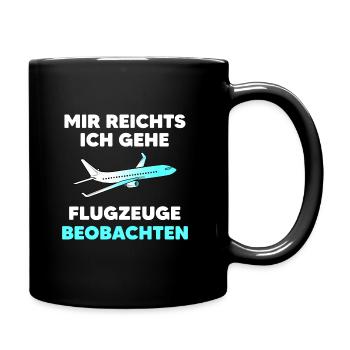 Flugzeuge Beobachten Pilot Geschenk - Tasse einfarbig - Schwarz - Rechts