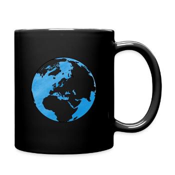 Weltkugel Welt Globus Erde - Tasse einfarbig - Schwarz - Rechts