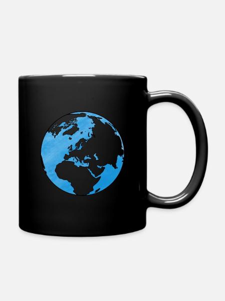 Weltkugel Welt Globus Erde - Tasse einfarbig - Schwarz