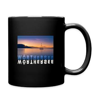Sonnenuntergang am Wörthersee - Tasse einfarbig - Schwarz - Rechts
