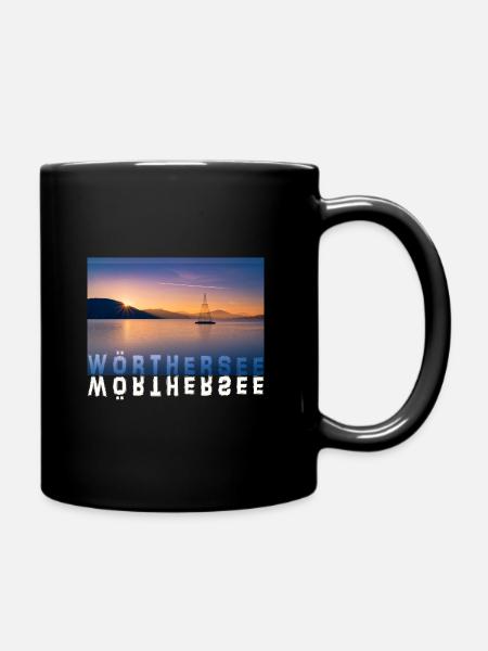 Sonnenuntergang am Wörthersee - Tasse einfarbig - Schwarz