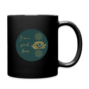 Lotus flower and flower of life with saying - Full Colour Mug - black - Right