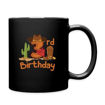 Cowboy 3rd Birthday Gift Children's Birthday Party - Full Colour Mug - black - Right