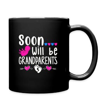 Bald werden wir Oma und Opa, Wir werden Großeltern - Tasse einfarbig - Schwarz - Rechts