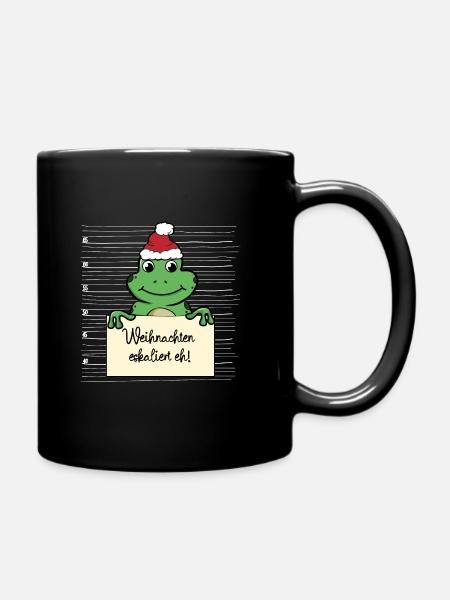 Es eskaliert eh lustige Weihnachten Frosch - Tasse einfarbig - Schwarz