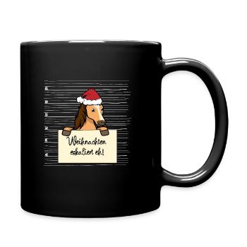 Es eskaliert eh lustige Weihnachten Pferd - Tasse einfarbig - Schwarz - Rechts