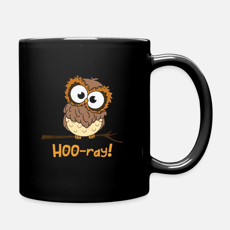 Hoo-ray Owl Funny Animal Puns - Tasse einfarbig - Schwarz