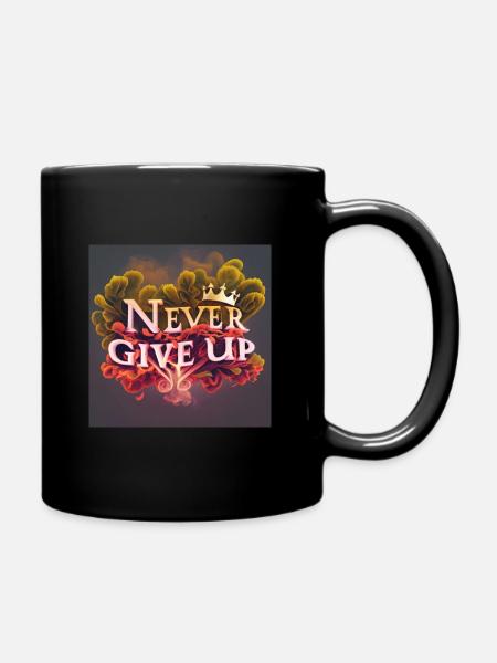 Never give up - Mug uni - noir
