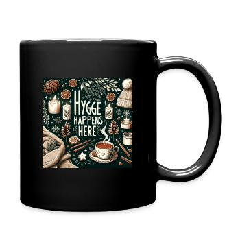 Hygge passiert hier - Tasse einfarbig - Schwarz - Rechts