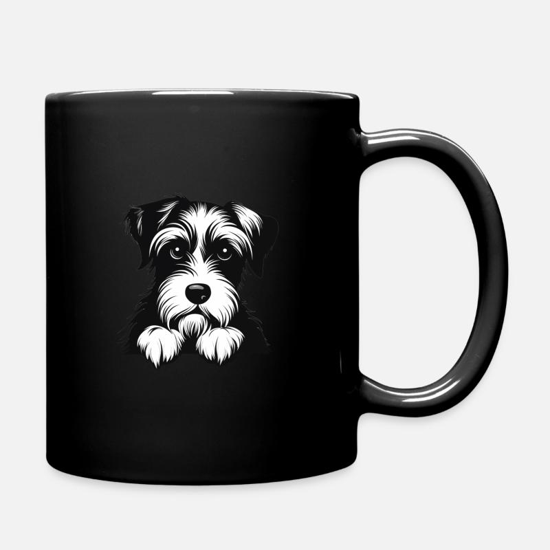 Schnauzer Hund, Schnauzer Portrait - Tasse einfarbig - Schwarz