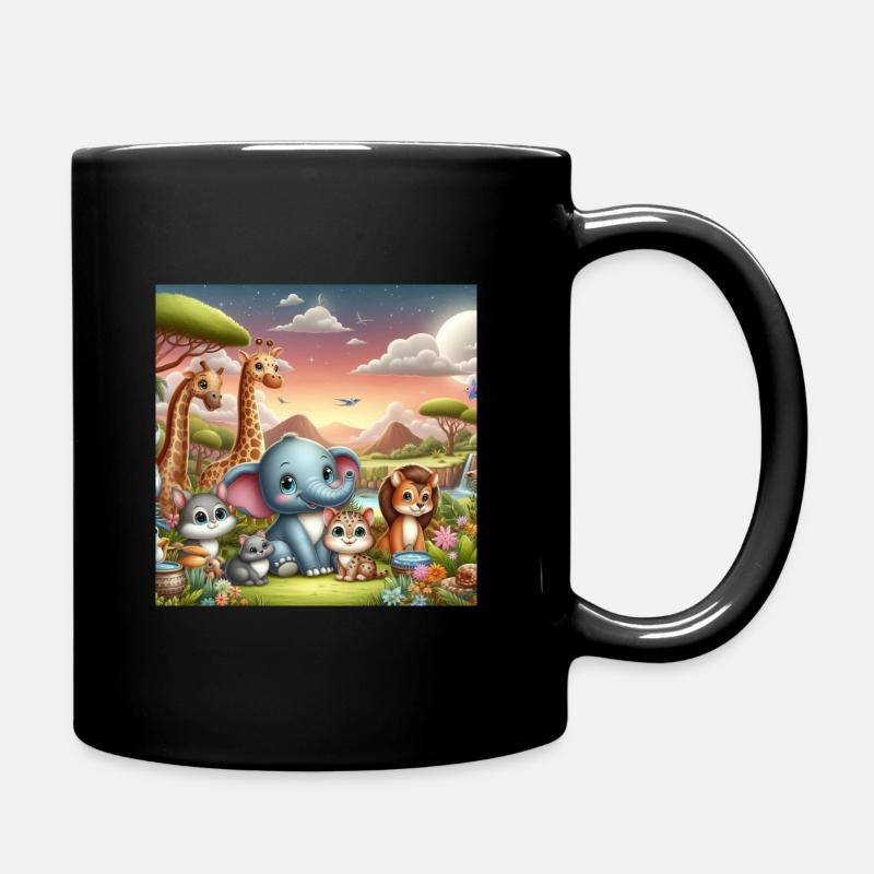 Éléphant mignon avec des amis - Mug uni - noir