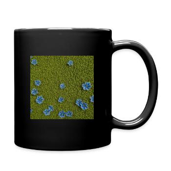 Flowers: Small iridescent blue flowers on lawn. - Full Colour Mug - black - Right