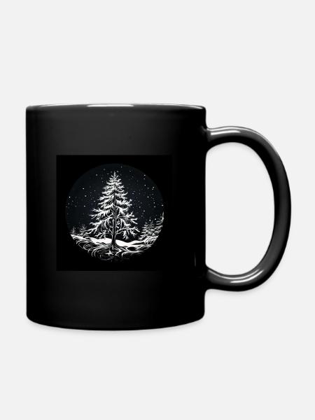 B&W Wintertree Design - Full Colour Mug - black