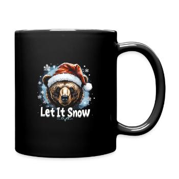 Let It Snow – Weihnachtsbär Design - Tasse einfarbig - Schwarz - Rechts