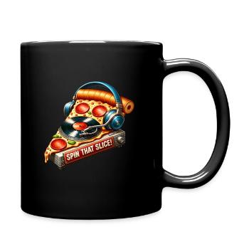 Pizza Music Lover : Faites tourner cette tranche - Mug uni - noir - Droite