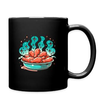 Tempting chicken wings in a magical glow - Full Colour Mug - black - Right