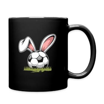Football avec oreilles de lapin de Pâques - Mug uni - noir - Droite