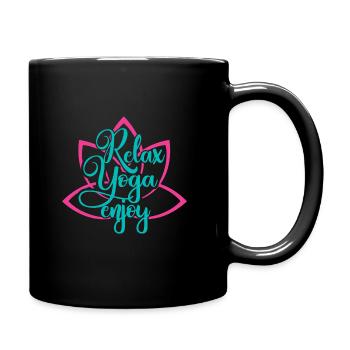 Relax Yoga Enjoy - Relax Yoga Genießen - Tasse einfarbig - Schwarz - Rechts