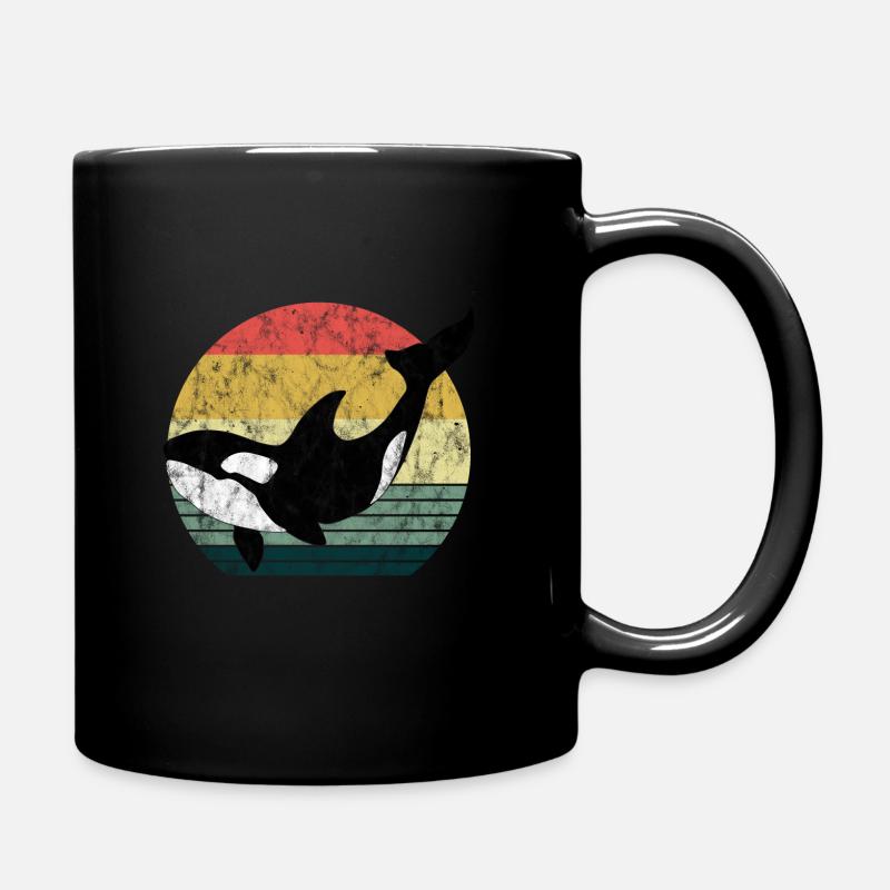 Orca Schwertwal Killerwal Geschenk Retro Wal Ozean - Tasse einfarbig - Schwarz