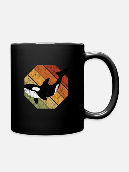 Orca killer whale killer whale gift retro whale ocean - Full Colour Mug - black