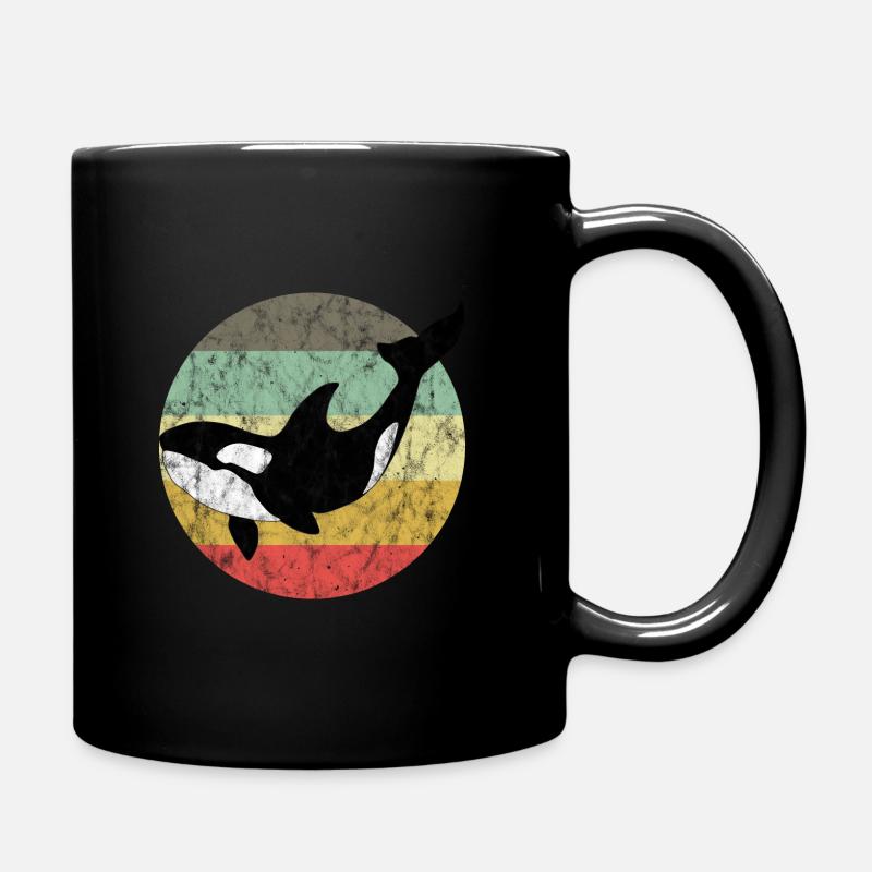 Orca Schwertwal Killerwal Geschenk Retro Wal Ozean - Tasse einfarbig - Schwarz