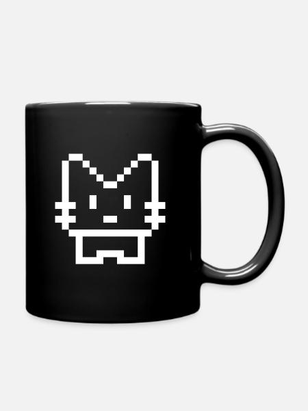 Pixelcat White - Full Colour Mug - black