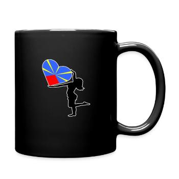 Silhouette Frau Herz Farbe Flagge La Réunion - Tasse einfarbig - Schwarz - Rechts