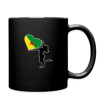 Silhouette Frau Herz Farbe Flagge von Guyana - Tasse einfarbig - Schwarz - Rechts