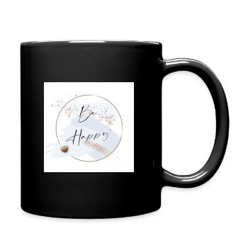 Be happy - Tasse einfarbig - Schwarz - Rechts