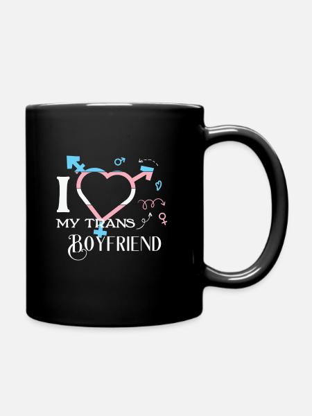 LBGT Flag Gay Pride I Love my Trans Boyfriend - Tasse einfarbig - Schwarz