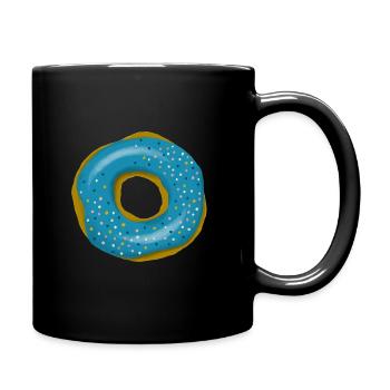 Beignet avec glaçage bleu et saupoudrages - Mug uni - noir - Droite