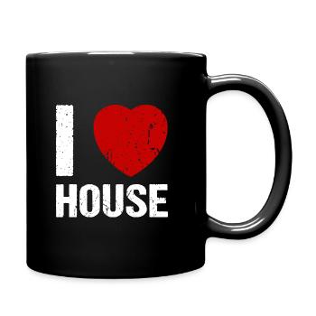 I love House Techno House Music Fan - Tasse einfarbig - Schwarz - Rechts