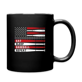 Eat Sleep Baseball Repeat Baseball Player Funny - Full Colour Mug - black - Right
