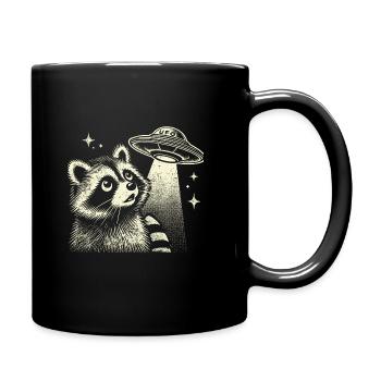 raton laveur mystique avec vaisseau spatial et étoiles - Mug uni - noir - Droite