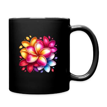Farbenfrohe Plumeria Blüten - Tasse einfarbig - Schwarz - Rechts