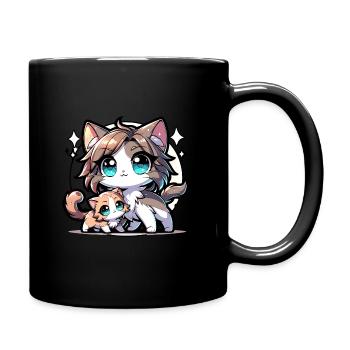 Cute cats with big eyes and shiny - Full Colour Mug - black - Right