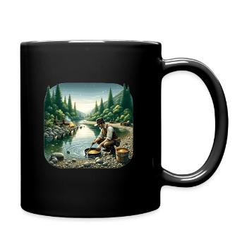Chercheurs d’or au bord de la rivière au coucher du soleil - Mug uni - noir - Droite