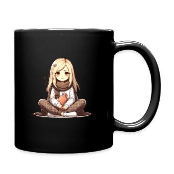 Gemütliche Herbststimmung Mädchen Mit Wärmflasche - Tasse einfarbig - Schwarz - Rechts