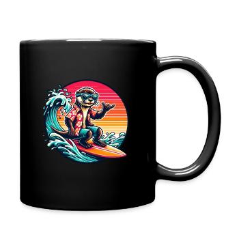 Graphique cool de loutre de surf dans un style rétro - Mug uni - noir - Droite