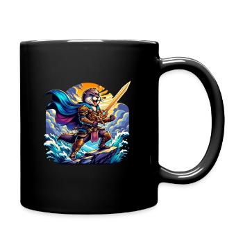 Fearless Warrior Otter with Sword - Full Colour Mug - black - Right