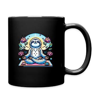 Méditer la paresse avec des fleurs et du thé - Mug uni - noir - Droite