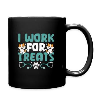 I Work For Treats Verterinarian Animal Lover - Full Colour Mug - black - Right